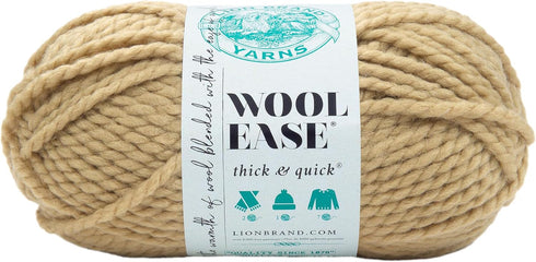 Lion Brand Yarn Wool-Ease Thick & Quick Yarn, Soft and Bulky Yarn for Knitting, Crocheting, and Crafting, 1 Skein, Peanut...