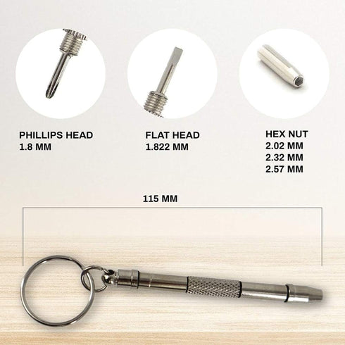 5 in 1 Optical Keychain Mini Precision Stainless Steel Screwdriver for glasses Frame Sunglasses, Jewelry, and Watch Repair Nosepad Repair By Sport...