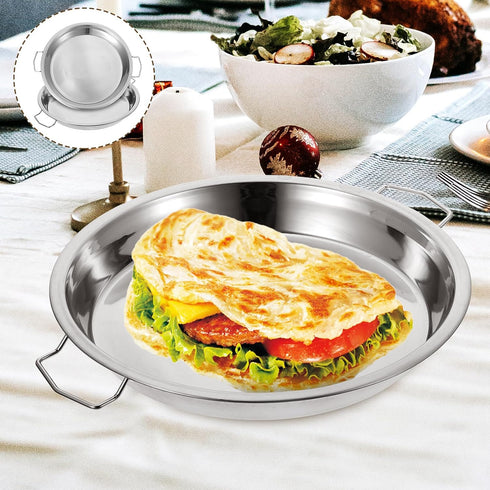 Luxshiny 2PCS Stainless Steel Roasting Pan, Pizza Cake Baking Tray Round Roaster Pan Stainless Steel Drip Pan for Turkey Baking,Roast Chicken...