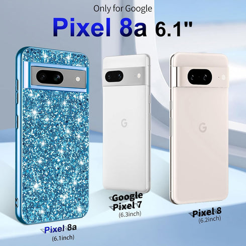 Glitter Case for Google Pixel 8A Phone Case for Women Girls, Slim Ultra Thin Matte Back Shockproof Protective Cover for Google Pixel 8A 5G 6.1-inc...