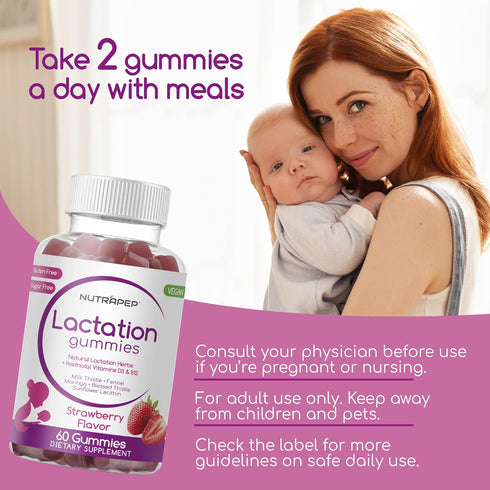 Lactation and Postnatal Support Gummies - Milk Production Supply Increase Supplements for Breastfeeding Women - with Vitamins D3 B12 Milk Thistle ...