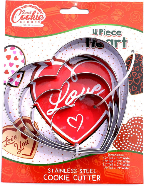 Heart Cookie Cutter Set, 4 Piece, Premium Food-Grade Stainless Steel, Dishwasher Safe...