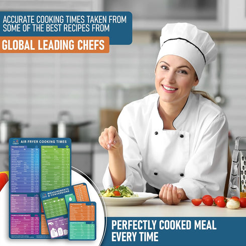 Air Fryer Magnetic Cheat Sheet Set by Linda’s Essentials - Air Fryer Cooking Times Chart Magnet, Quick Reference Guide for Cooking and Frying, Air...