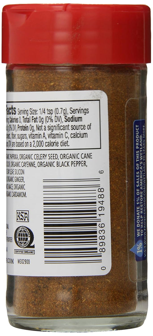 Frontier Co-op Organic Blackened Seafood Seasoning, 2.5 Ounce Bottle, Savory Blend for Fish, Seafood, Sauces, Chowders...