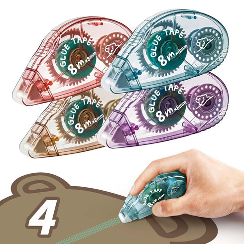 Double Sided Tape Roller 4 Pack - Scrapbooking Glue Tape Runner for Crafts Adhesive Crafters Tape Roller for Paper Handicraft Gift Wrapping Scrapb...