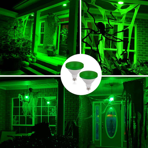 Par38 Green Light Bulb - 15W (100Watt Equivalent) - E26 Green Flood Lights 2 Pack, Party Decoration, Porch, Home Lighting, Holiday Lighting, Hallo...