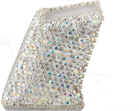 TISHAA Business Card Holder Stand - Bling Name Cards Office Desk Desktop Table Top Organizer Luxury Display Pocket Case Accessories White Crystal ...