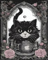 Posterizer 1 pcs- gothic themed rose frame and black cat-Gothic Art-Art for Animal Lovers- Living Room Bedroom Decor- unframed wall art...