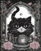 Posterizer 1 pcs- gothic themed rose frame and black cat-Gothic Art-Art for Animal Lovers- Living Room Bedroom Decor- unframed wall art...