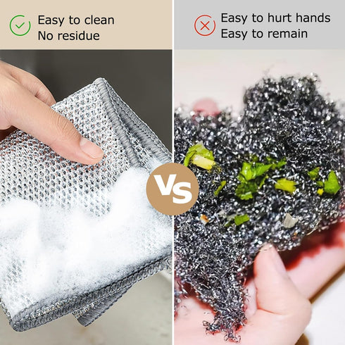 10pcs Non-Scratch Wire Dishcloth, Multipurpose Wire Dishwashing Rags For Wet And Dry, Easy Rinsing, Soft Wire Cleaning Cloth Wire Dish Towels, Scr...
