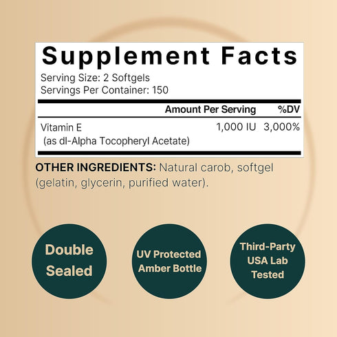 NatureBell Vitamin E Oil Softgels, 1,000 IU Per Serving, 300 Pills | Essential Antioxidant Supplements, Easily Absorbed Form – Supports Skin, Hear...