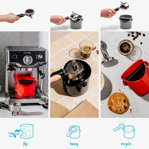 Dreamfarm Grindenstèin Sturdy, Compact, Modern Space-Saving Espresso Coffee Grind Knock Box - Silver...