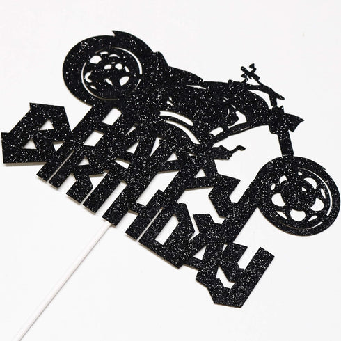 Happy Birthday Cake Topper Black Flash Motorcycle Party Decoration Birthday Party Cake Decoration...