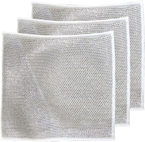 Multipurpose Wire Dishwashing Rags for Wet and Dry - 2024 Wire Cleaning Cloth, Steel Scrubbers for Cleaning Dishes, Chain Mail Scrubber Cast Iron,...