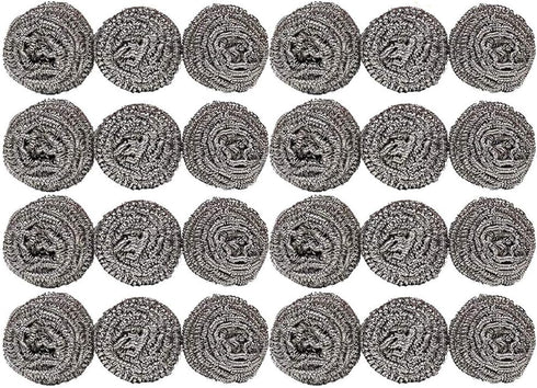 24 Pack 30g Stainless Steel Sponges - Stainless Steel Scouring Pad, Steel Wool Scrubber, Metal Scrubbers for Pans, Steel Wool Soap Pads, Cooking U...