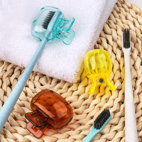 4 Pack Toothbrush Covers Caps, Toothbrush Protector Toothbrush Coverings Clips Portable Plastic Toothbrush Head Case for Travel, Business, Camping...