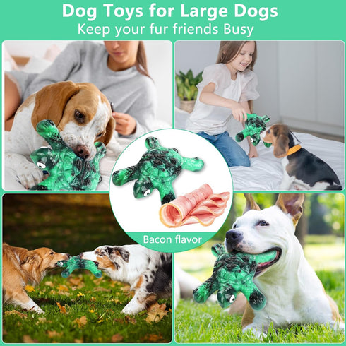 Dog Toys for Aggressive Chewers Indestructible Dog Toys for Large Dogs - Tough Dog Chew Toys for Medium/Large Dog Breed, Real Bacon, Nylon Bones T...