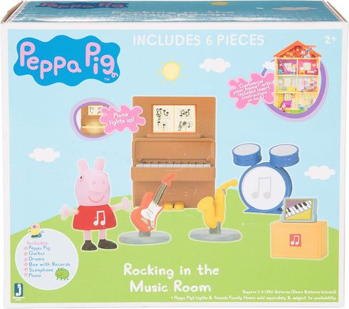 Peppa Pig Little Rooms Music Studio Playset, 6 Pieces - Includes Peppa Figure, Guitar, Saxophone, Drums, Records & Light-Up Piano - Ages 2+...