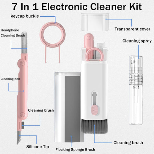 7-in-1 Keyboard Cleaner Kit, Cleaning Tool for Airpods Headphones,Keyboard Earbuds Case & Computer, Deep Cleaning Kit with Screen for Airpods 1/2/...