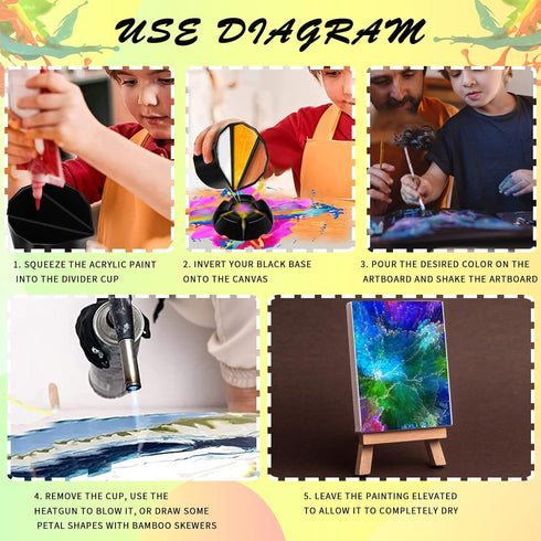 6 PCS Split Cups for Paint Pouring, Flower Pour Cups Acrylic Pouring Split Cups Paint Tools Fluid Painting Supplies Kit for DIY Pouring Paint and ...