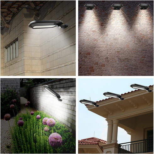 Solar Motion Sensor Gutter Lights - Waterproof, Wireless, 18 LED 600 Lumen Outdoor Security Lights for Outside Wall, Garden, Fence (Black, 1 Pack)...