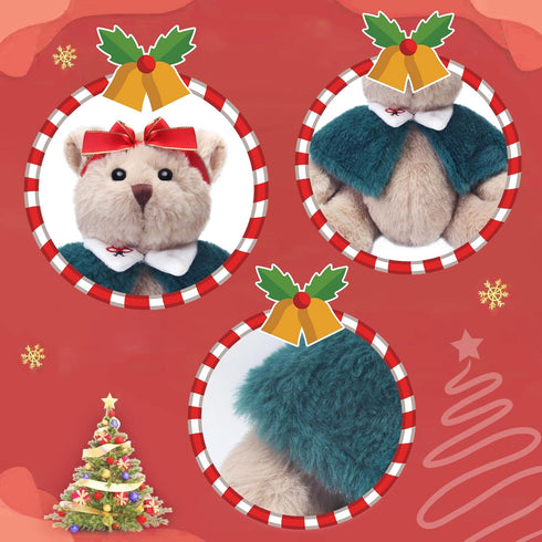 2pcs Plush Teddy Bear, 11.7" TGift Stuffed Bears in Diffrent Styles, Soft Cute Stuffed Animals, Vintage Christmas Teddy Bear Plush Gifts for Girls...