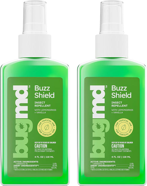 BugMD Buzz Shield (2-Pack) - Mosquito Repellent Outdoor Spray for Body, Insect Repellent, Tick Repellent for People, DEET Free Bug Spray, Mosquito...