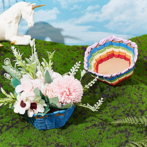 FREEBLOSS 12 Set DIY Basket Weaving Kit Hexagon Raffia Ribbon Basket Creative Basketry Kit for Students Basket Weaving Supplies for Arts and Craft...