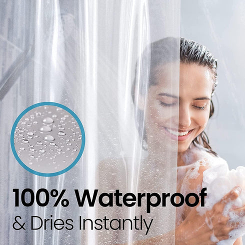 LiBa Bathroom Shower Curtain - Waterproof Plastic Shower Curtain Premium PEVA Non-Toxic with Rust Proof Grommets 10G Heavy Duty Bathroom Accessori...