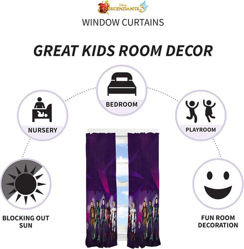 Franco Kids Window Curtain Panels Drapes Set, 82 in x 63 in, Disney Descendants 3...