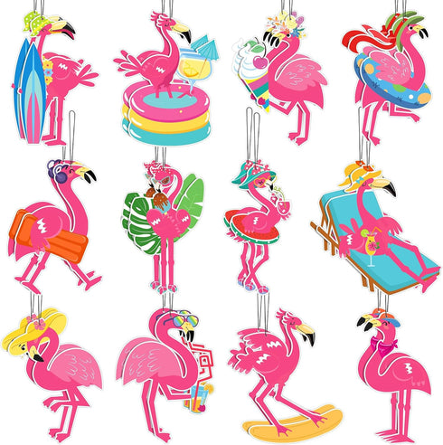 Demissle 24 Pcs Flamingo Air Freshener Flamingo Hanging Long Lasting Car Freshener Scented Tropical Automotive Air Fresheners for Rearview Mirror ...