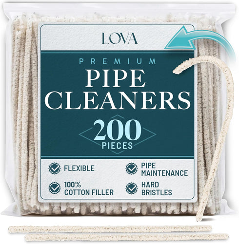 (200) Lova Pipe Cleaners Bulk (Hard Bristle) Easily Cleans, Glass Pipe Cleaner for Cleaning, Glass Pipes, Pipecleaners, Chenille Stems, (6 Inchs),...