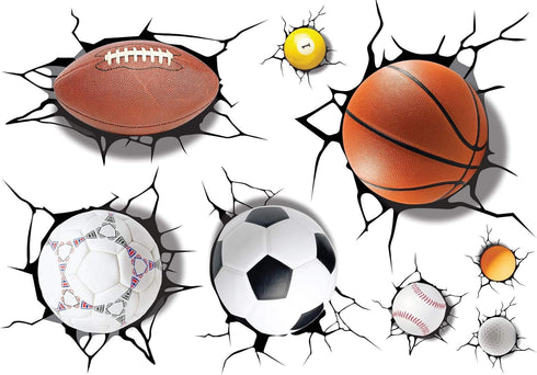 3D Rugby Football Basketball Volleyball Soccer Ball Wall Decals Stickers Wall Stickers Decals Wall Decor Decals Wall Decor Sports Decals Wall Mura...