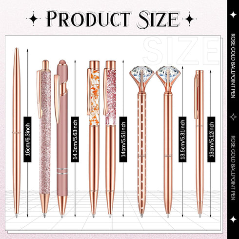 8 Pcs Ballpoint Pen for Women Fancy Black Ink Pens Gifts for Journaling Liquid Sand Glitter Pen Bridal Shower Gifts for Wedding Women Office Desk ...