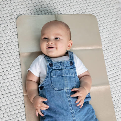 Baby Changing Mat - Wipeable, Portable Changing Pad, Travel Changing Mat for Baby or Small Toddler, Easy to Fold or Roll Up - Faux Leather (Rose G...