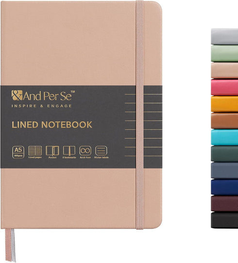 &And Per Se Lined Journal Notebook, 160 Pages, A5 5.7 x 8 inches College Ruled Thick Paper Notebook Journals for Writing, Hardcover Notebooks for ...