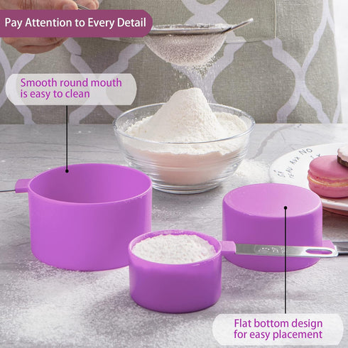 Measuring Cups and Spoons Set of Huygens Kitchen Gadgets 10 Pieces, Stackable Stainless Steel Handle Measuring Cups for Measuring Dry and Liquid I...