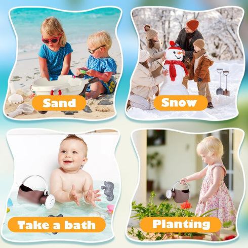 Beach Sand Toys,18PCS Beach Toy Trolley with Beach Bucket,Beach Shovels,Water Wheel,Watering Can and Sea Animals Molds,Summer Outdoor Travel Toys ...
