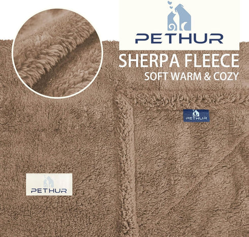 Fuzzy Dog Blanket for Couch Bed Sofa, Waterproof Pet Blanket for Dogs Puppies Cats, Soft Sherpa Fleece Throw Blanket, Brown, M...