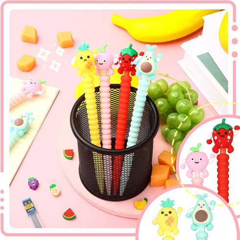 Chinco 24 Pieces Mechanical Pencil Cute Mechanical Pencils with Fruit Erasers and Pencil Refills Pastel Mechanical Pencils Colorful Pencil with Fu...