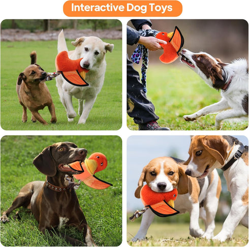 PetiFine Duck Dog Toys for Aggressive Chewers,Squeaky Dog Toys for Large Dogs,Interactive Tug of War Dog Toy with Pull Rope,Tough Plush Pet Dog Ch...