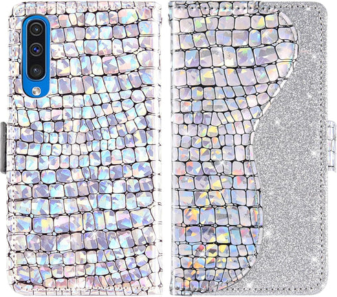 Asuwish Phone Case for Samsung Galaxy A50 A50S A30S Wallet Cover with Screen Protector and Flip Card Holder Bling Glitter Cell Glaxay A 50 50S 30S...