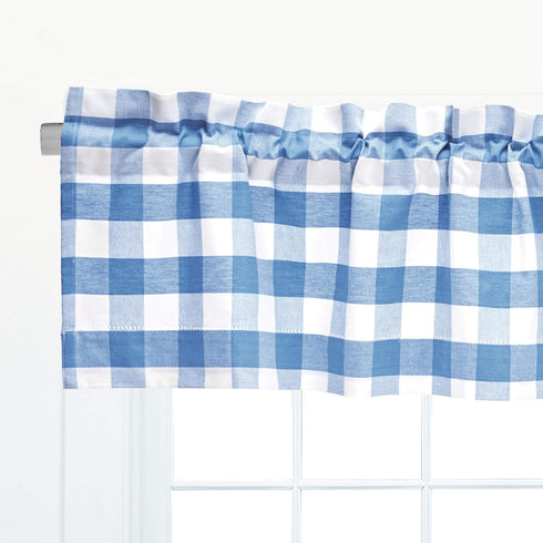 C&F Home Franklin Cornflower Blue Gingham Checkered 100% Cotton Single Window Valance Curtain 16" x 72" Home Kitchen Living Room Dining Dinner Bed...