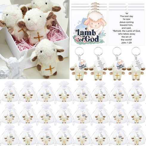 Shappy Mini Plush Lambs Jesus Plush Toys Lamb of God Lambs Stuffed Animal Religious Stuffed Animal Christian Toys Gifts for First Communion Christ...