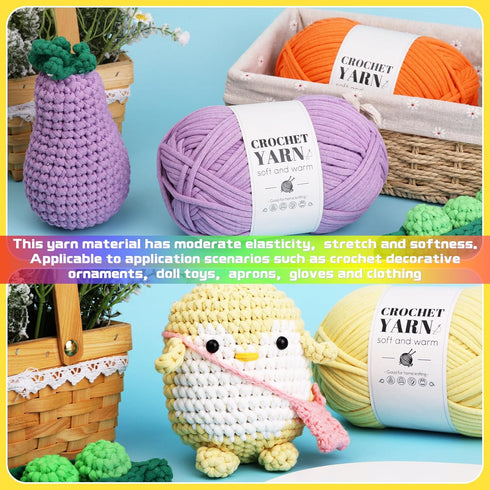 300g Easy Yarn for Crocheting, Chunky Thick Cotton Yarn Cotton-Nylon Blend Yarn Easy to See Stitches with Crocehting Accessories for Crocheting Be...