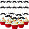 50 Pieces Mustache Cupcake Toppers Mustache Birthday Cake Topper Black Glitter Mustache Dessert Toppers for Baby Shower Kid's Birthday Party Decor...