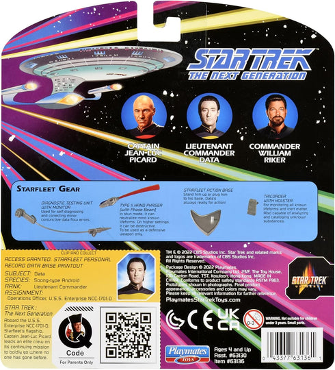 Star Trek Playmates Toys Universe: 5" Lt. Commander Data “Next Generation” Action Figure with Accessories, Multi...