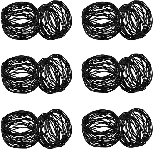 Kaizen Casa Handmade Decorations Black Napkin Rings Set of 12 Metal Mesh for Weddings Dinner Parties or Every Day Use (Black, 12)...