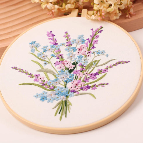Harimau 3Pc Embroidery Kit for Beginners, Floral Plant Pattern,Cross Stitch Kits Set, Including Stamped Embroidery Cloth with 3 Embroidery Hoops, ...
