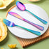 LIANYU 12-Piece Rainbow Kids Silverware Set, Stainless Steel Toddler Utensils, Hammered Preschooler Metal Flatware Cutlery Set, Children Tableware...